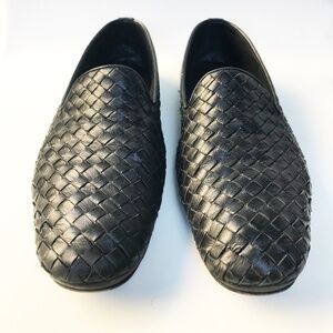 BOTTEGA VENETA BLACK GENUINE LEATHER LOAFER FLATS LEATHER SOLE MEN'S US SIZE 9